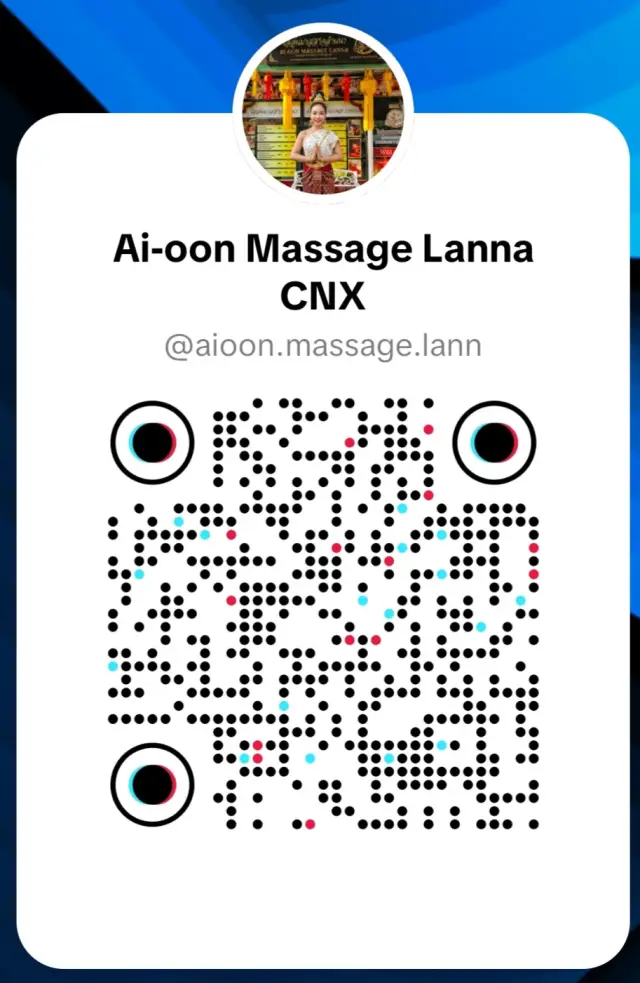 Social media QR code card for the Ai-oon Massage Lanna CNX page in Chiang Mai